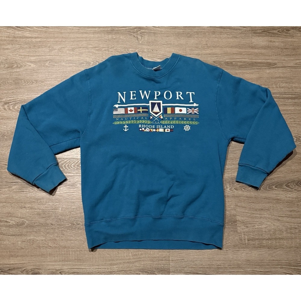 Vintage Newport Nautical Apparel Crewneck Sweatshirt USA Made Large Salem Sports